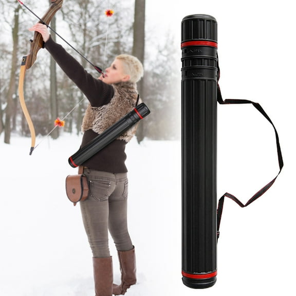 TABLZONE Arrow Carrier Premium Black Telescopic Arrow Tube Case for Hunting Archery 2 Pieces Protective