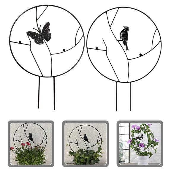 TABLZONE Black Metal Garden Trellis Set of 2, Plant Support for Climbing Vines and Flowers Outdoor