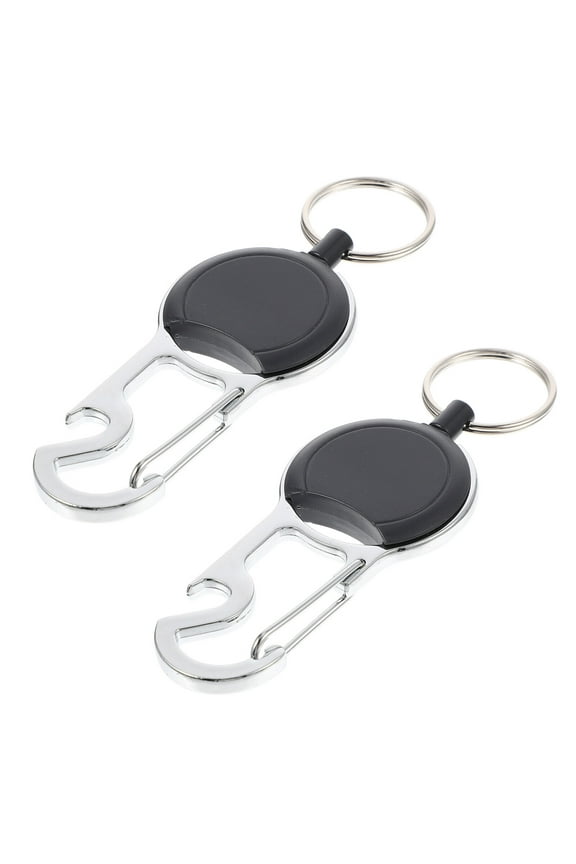 2Pcs Key Holder Retractable Key Belt Reel ABS Black Small Object Storage for Cycling