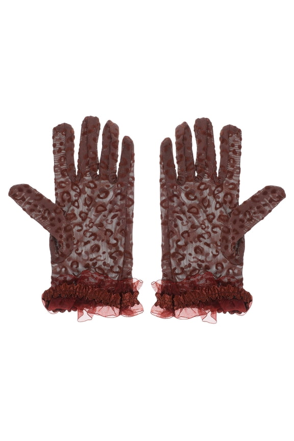 2-Pack Women's Mesh Gloves Breathable Leopard Print Elegant Gloves for Events and Prom