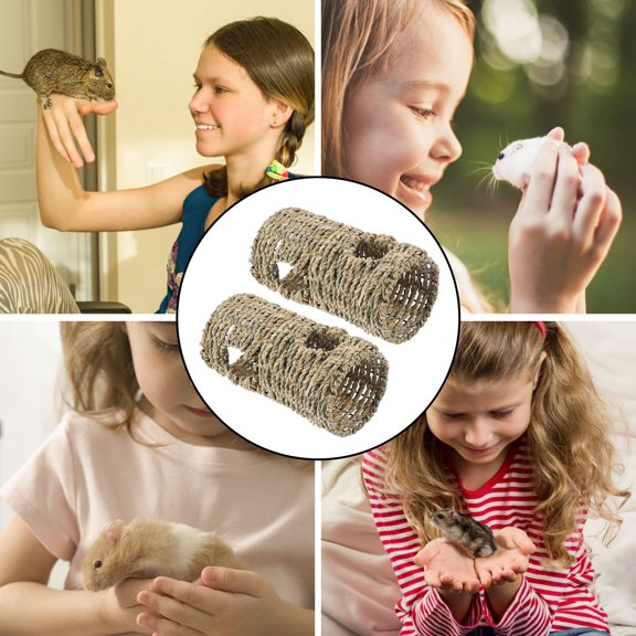 TABLZONE 2Pcs Little Tunnel for Animals Woven Synthetic Material for Indoor Play