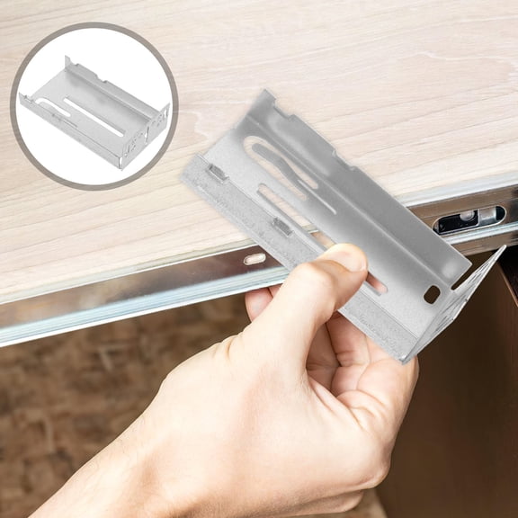 TABLZONE 2Pcs Metal Drawer Rail Mounting Brackets for Smooth Sliding and Impact Buffer in Home Use