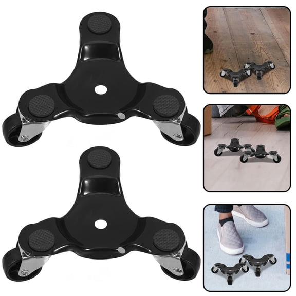 TABLZONE 2Pcs Black Metal Furniture Moving Tool with Triple Wheel Design for Smooth Home Furniture Moving