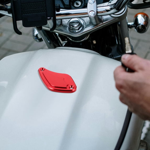 TABLZONE Motorcycle Aluminum Reservoir Cap 1 Pair Red - Cover for Enhanced Braking Performance