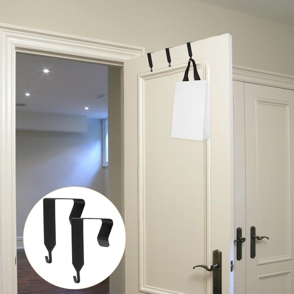 TABLZONE 2Pcs Multi Function Black Metal Mirror Hanger for Door Ideal for Coats Towels Bags
