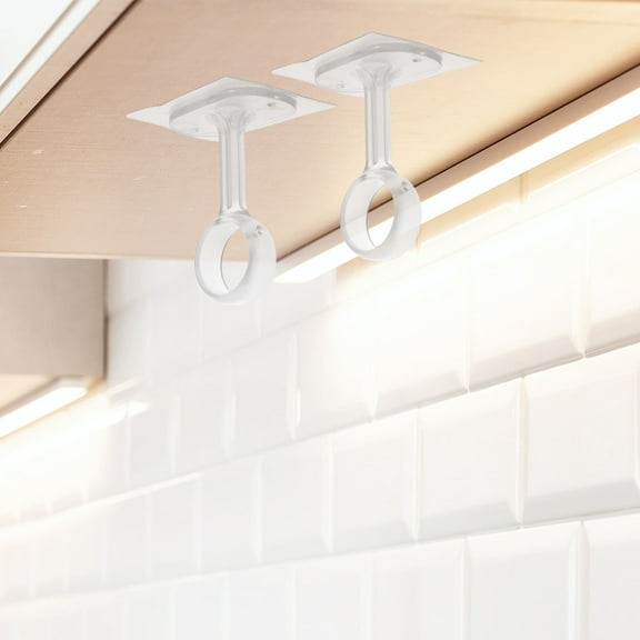 TABLZONE 2Pcs Self Adhesive Curtain Rod Brackets Transparent Ceiling Mounted No Drill Installation