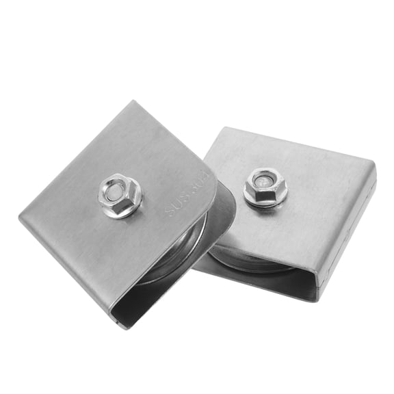 TABLZONE 2Pcs Plated Silver Stainless Steel Cable Pulley Block for Flagpole Smooth Flag Elevation Hardware
