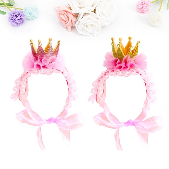 TABLZONE 2-Pack Pet Hair Hoops in Assorted Colors, Stylish Lace Headbands for Daily Use and Party Accessories
