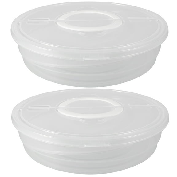 TABLZONE Plastic Cake Box With Cover Transparent 2Pcs