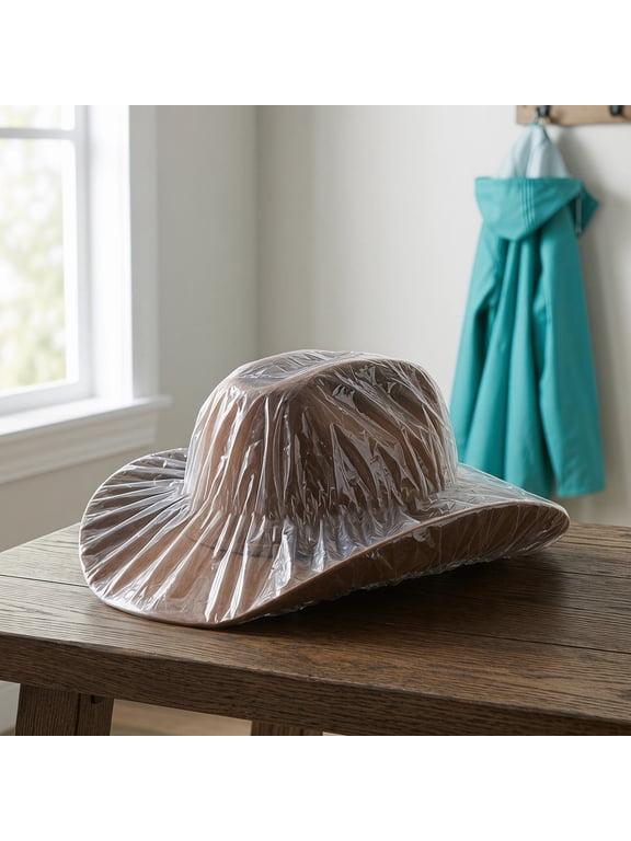 2Pcs Plastic Cowboy Hat Protector Sleeve with Clear Waterproof Dust Shield for Storage