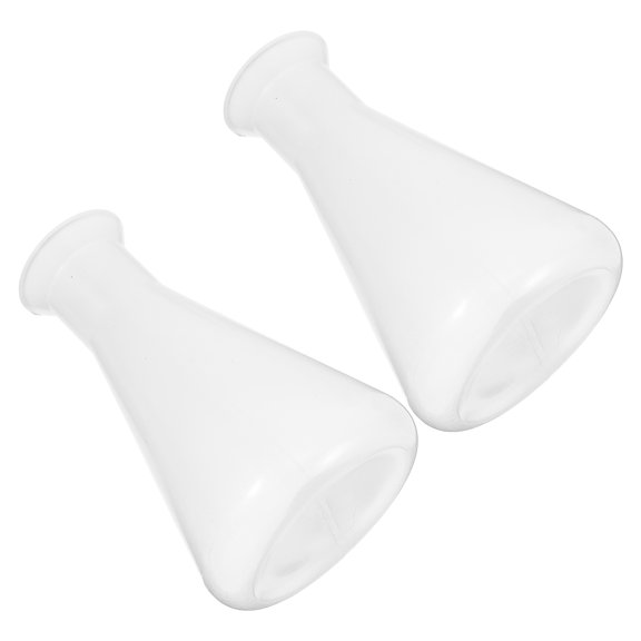 TABLZONE 2Pcs Plastic Erlenmeyer Flask White Wide Mouth Lab Conical Flask for Chemical Experiments