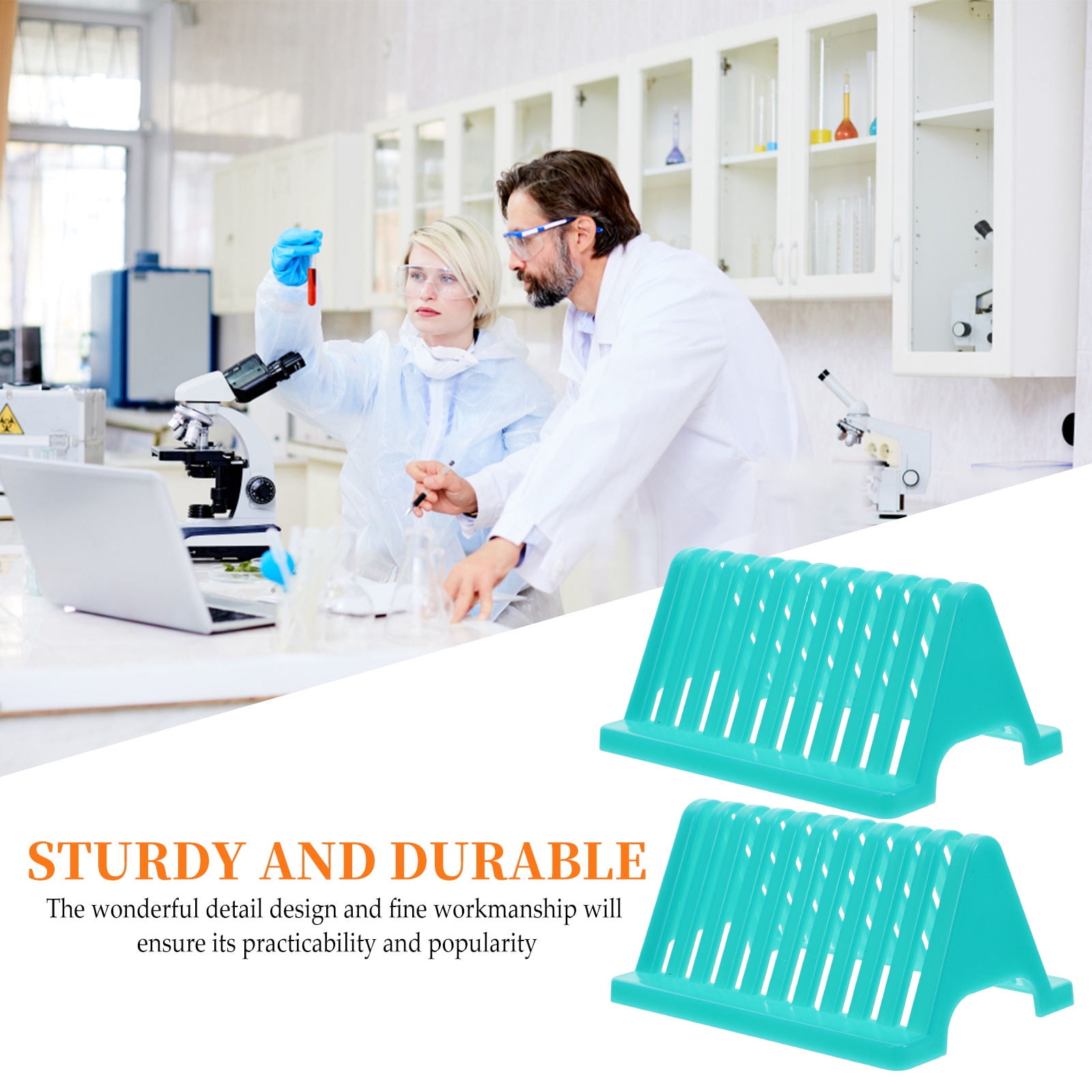 TABLZONE 2Pcs Microscope Slide Drying Rack Green Plastic Storage Stand ...