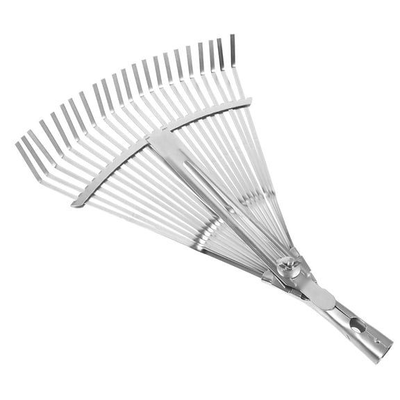 TABLZONE 2Pcs Plated Silver Stainless Steel Garden Rake with Retractable Handle for Easy Soil Raking and Root Digging