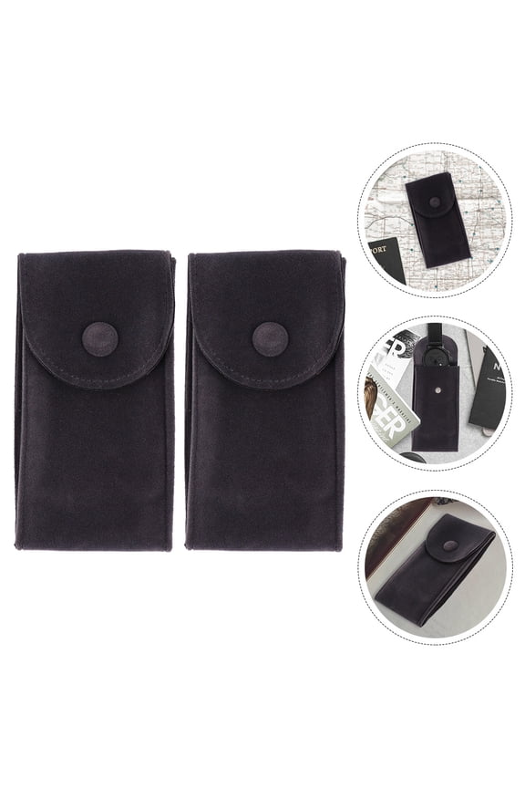 2Pcs Dark Grey Watch Bag Portable Organizer with Button Closure for Watch and Small Jewelry Storage
