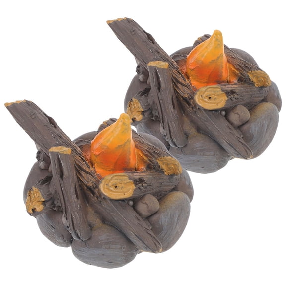 TABLZONE 2-Pack Resin Faux Campfire Decorations, Assorted Colors for Outdoor Garden, Patio, Yard, and Home Decor
