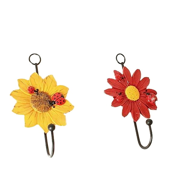 TABLZONE 2Pcs Resin Flower Wall Hook for Hanging Coats Hats Towels Assorted Color
