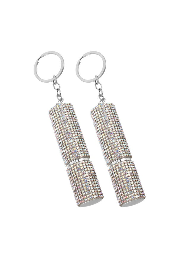 2Pcs Rhinestone Keychain Perfume Bottle Refillable Elegant for Women Travel Various Settings