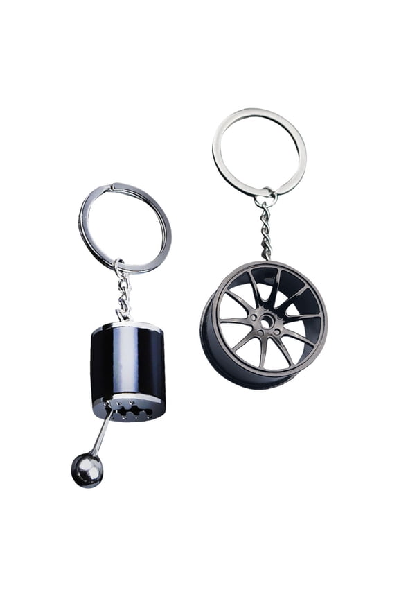 Metal Keychain Pendants Stylish Gear Shifter Design for Car Keys 2Pcs