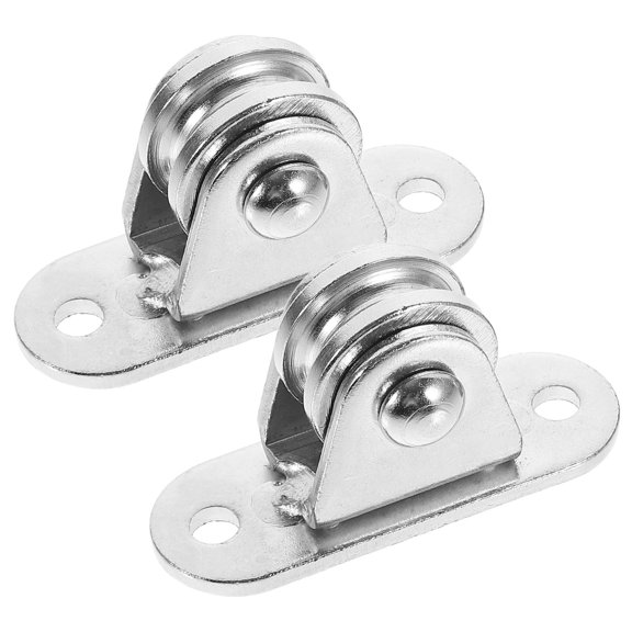 TABLZONE 2Pcs Rope Pulley Block Plated Silver Wear Resistant Iron Material for Lifting and Traction