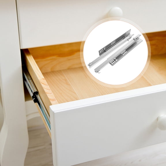 TABLZONE 2Pcs Soft Close Drawer Slides Replacement Plated Silver Heavy Duty Full Extension Cabinet Rails