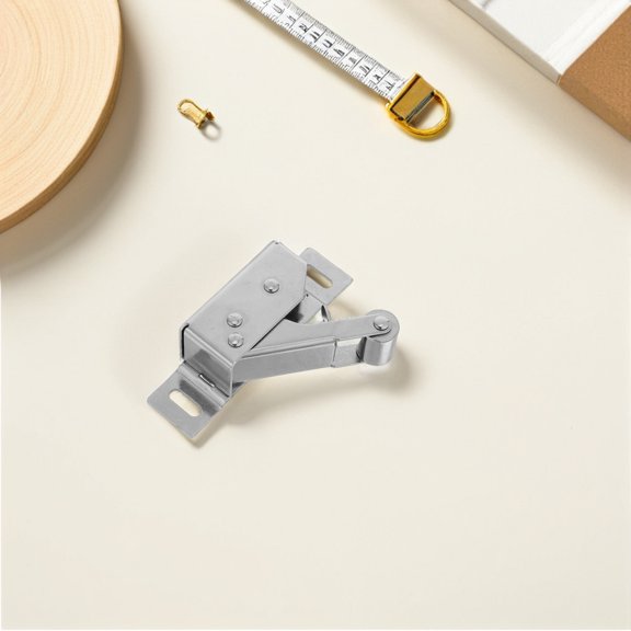 TABLZONE 2Pcs Spring Loaded Push Button Latch for Cabinets Plated Silver Durable Push Open Door Catch