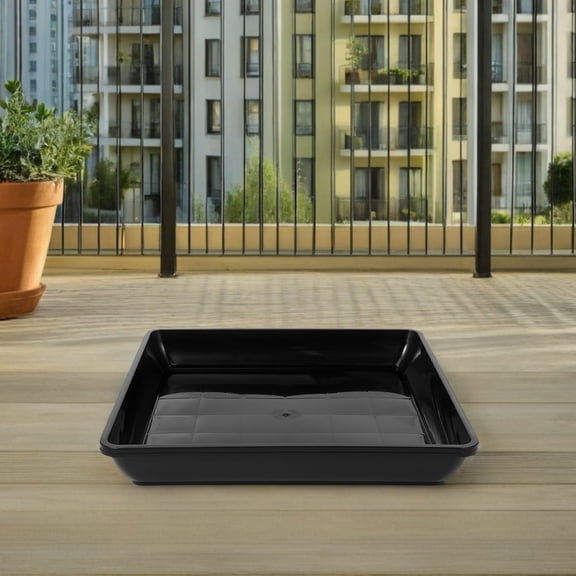 TABLZONE 2-Pack Black Square Drip Trays for Plants, PP Planter Plates Ideal for Outdoor Garden Use