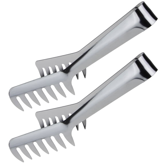 TABLZONE 2Pcs Stainless Steel Noodle Tong Server with Long Handle for Safe and Easy Cooking
