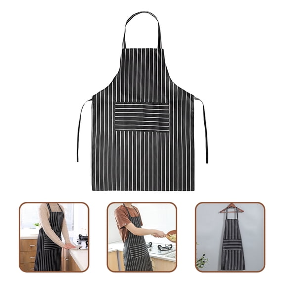TABLZONE 2-Pack Black Cotton Aprons with Dual Pockets, Reusable Cooking and BBQ Aprons for Kitchen, Bar, and Home Use