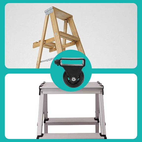 TABLZONE 2Pcs Telescopic Ladder Casters Black Aluminum Alloy Smooth Moving Ladder Accessories