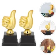 TABLZONE 2-Pack Plastic Thumb Trophy Medals for Kids, Finger-Shaped Award Prizes for Fans and Sports Events