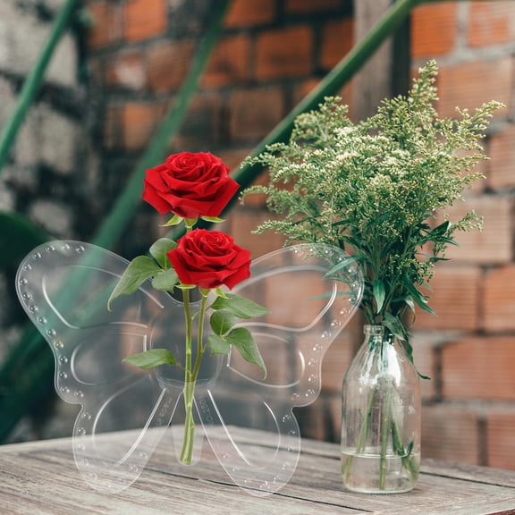 TABLZONE 2Pcs Clear Plastic Butterfly Shaped Vase for Home Decor Floral Display Centerpieces