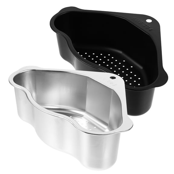 TABLZONE 2-Pack Stainless Steel Kitchen Sink Storage Baskets with Multi-Hole Design, Rust-Resistant and Organizer