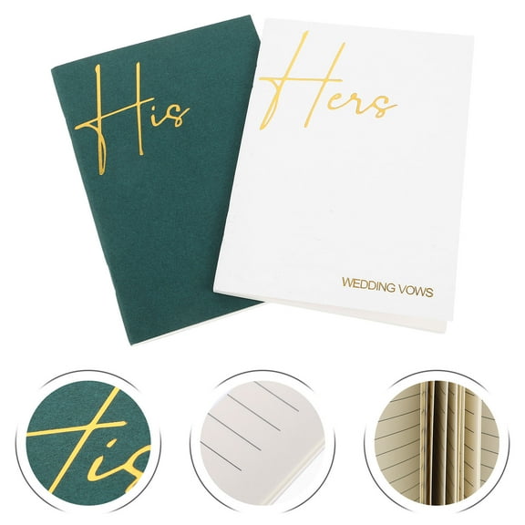 TABLZONE Wedding Vow Notebooks Keepsake Set, 2-Pack Multi-Paper Journals for Wedding Memories and Personal Notes