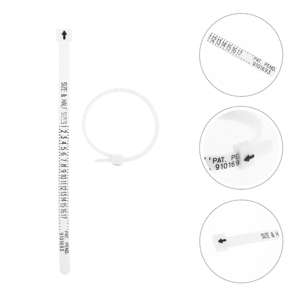 TABLZONE 2Pcs White Ring Gauge Plastic Measurer for Rings Easy Adjustable Band Sizing