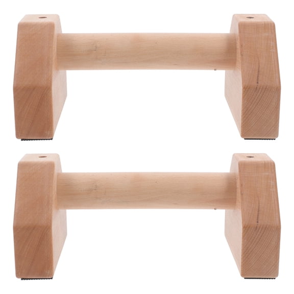 TABLZONE 2Pcs Beige Wooden Pushup Stands Strength Training Equipment with Stable Grip Handles