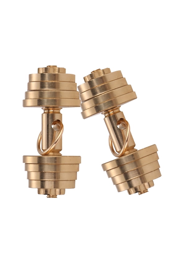 2Pcs Brass Barbell Pendant Charms for Men, Fitness Jewelry Workout Accessory, Metal Necklace Charm