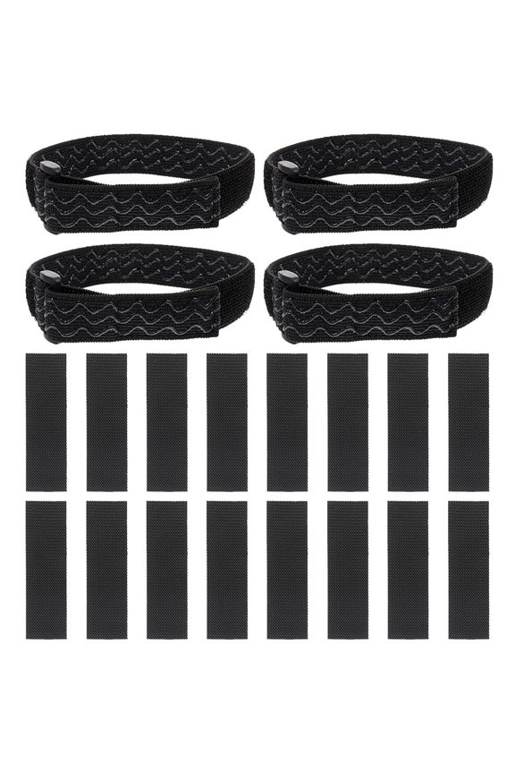 2-Pack Black Elastic Cord Boot Straps with Strong Adhesive Tape for Secure High Boot Fixing