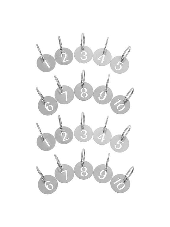 2Sets Round Metal Number Key Tags Stainless Steel Keychain for Decorative Organizing and Identification