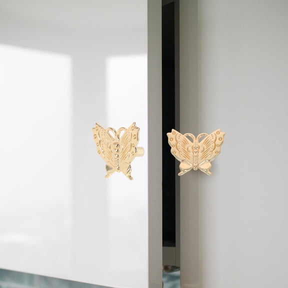 TABLZONE Vintage Butterfly Cabinet Handles and Knobs, Golden Finish, 2-Pack Drawer Pulls for Furniture and Home Decor