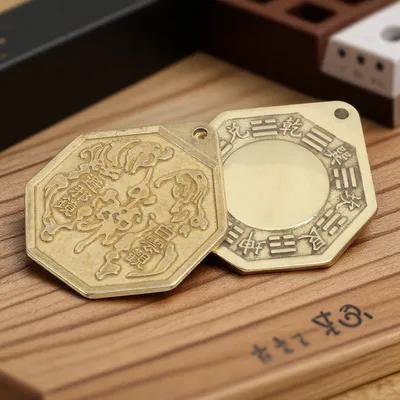 TABLZONE 2pcs Copper Crafts Mirror Golden Retro Style Reflection Wall Placement for Home Decor