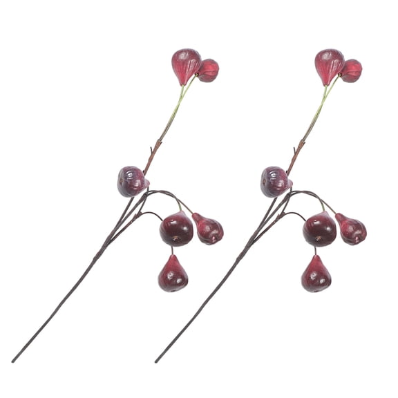 TABLZONE 2Pcs Realistic Artificial Fig Branches Dark Red Berry Picks for Home Kitchen Decor