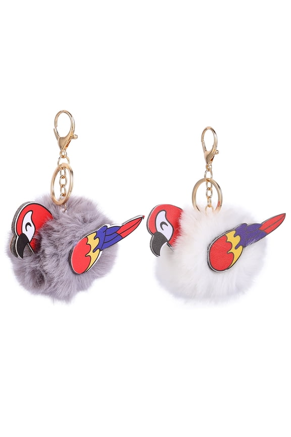 2pcs Hanging Parrot Keychain Fashion Plush Bird Accessories for Gifts