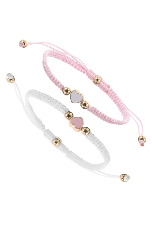 Couple Bracelets with Heart, Adjustable Fit, Durable Polyester, Romantic Gift, Assorted Colors