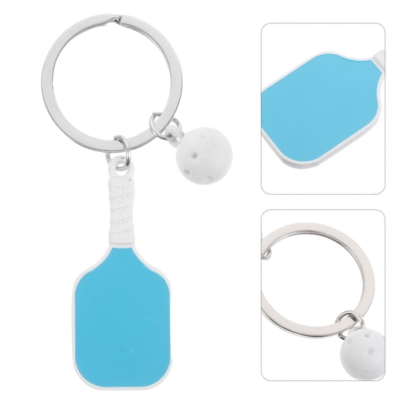TABLZONE Durable Blue Metal Pickleball Keychain Portable Sports Accessory for Holding Keys