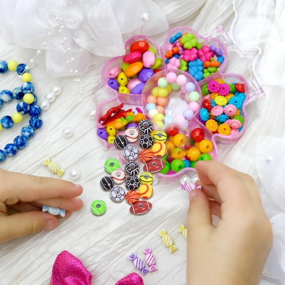 TABLZONE 300Pcs Acrylic Sports Beads for Bracelets with Baseball Basketball Tennis Soccer Rugby Charms