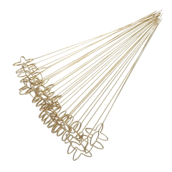 TABLZONE 30Pcs Gold Metal Floral Place Card Holder Sticks for Wedding Birthday Party Use