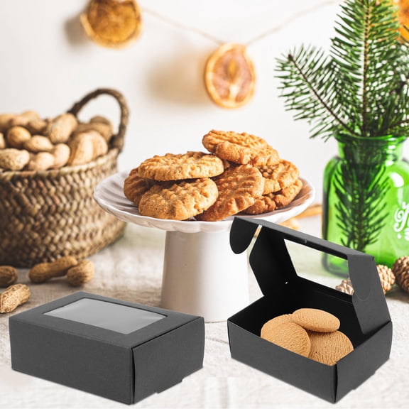 TABLZONE 30Pcs Black Kraft Soap Packaging Boxes Paper Boxes with Window for Organizing Soap and Accessories