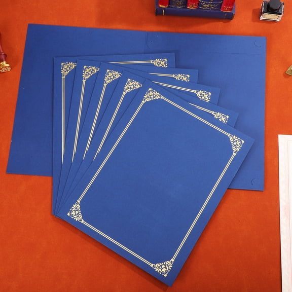 TABLZONE 30Pcs Award Certificate Covers Dark Blue with Foil Border for Professional Diploma Presentation
