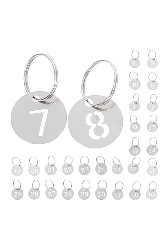 30Pcs Metal Numbered Hanging Tags Plated Silver Key Identifier Labels for Rental and Storage