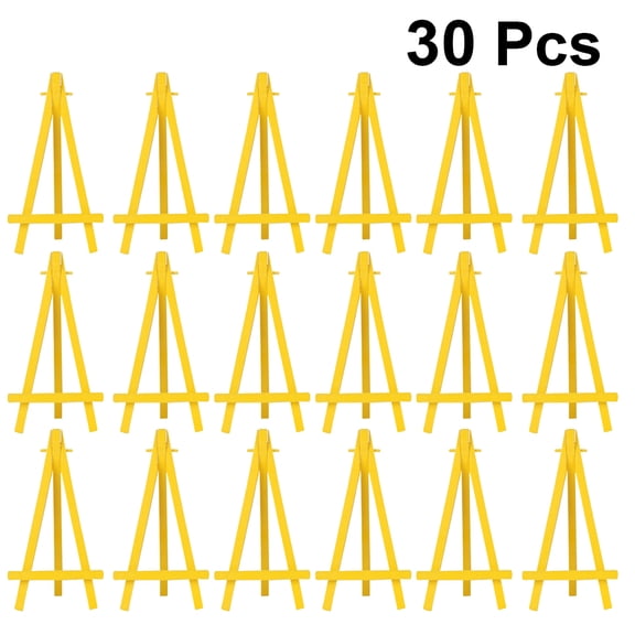 TABLZONE 30Pcs Lightweight Triangle Frame Easel Yellow Plastic Stand for Photo and Art Display